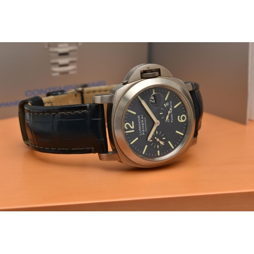 64 - A BOXED PANERAI LUMINOR TITANIUM PM00093 OP6557 40 HOUR POWER RESERVE AUTOMATIC WRISTWATCH, blue dia... 