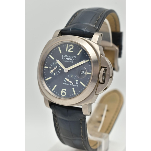 64 - A BOXED PANERAI LUMINOR TITANIUM PM00093 OP6557 40 HOUR POWER RESERVE AUTOMATIC WRISTWATCH, blue dia... 