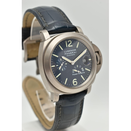 64 - A BOXED PANERAI LUMINOR TITANIUM PM00093 OP6557 40 HOUR POWER RESERVE AUTOMATIC WRISTWATCH, blue dia... 