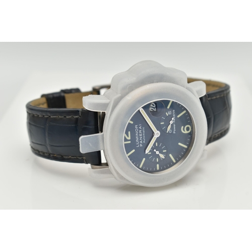 64 - A BOXED PANERAI LUMINOR TITANIUM PM00093 OP6557 40 HOUR POWER RESERVE AUTOMATIC WRISTWATCH, blue dia... 