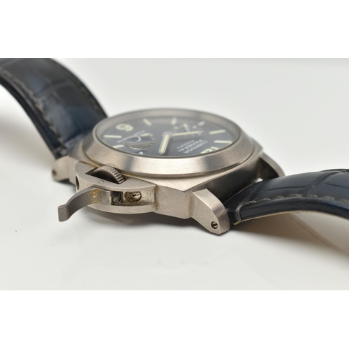 64 - A BOXED PANERAI LUMINOR TITANIUM PM00093 OP6557 40 HOUR POWER RESERVE AUTOMATIC WRISTWATCH, blue dia... 