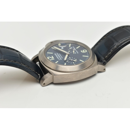 64 - A BOXED PANERAI LUMINOR TITANIUM PM00093 OP6557 40 HOUR POWER RESERVE AUTOMATIC WRISTWATCH, blue dia... 