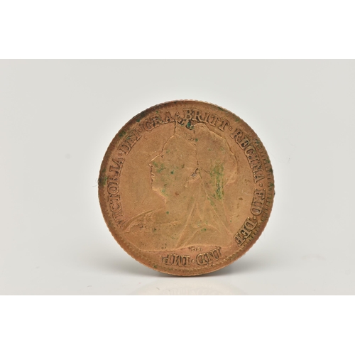 116 - A HALF SOVEREIGN COIN, an 1899 Victoria half sovereign depicting George and the Dragon, approximate ... 