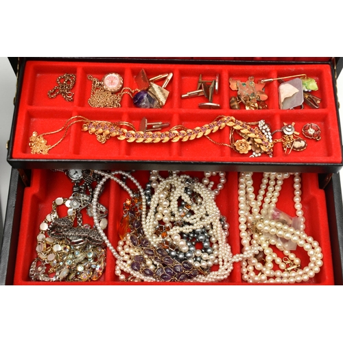 149 - TWO JEWELLERY BOXES AND JEWELLERY, large jewellery boxes containing assorted jewellery, including a ... 