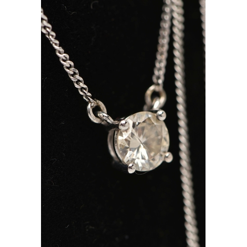 76 - AN 18CT GOLD SINGLE STONE DIAMOND NECKLACE, a single round brilliant cut diamond, approximate total ... 