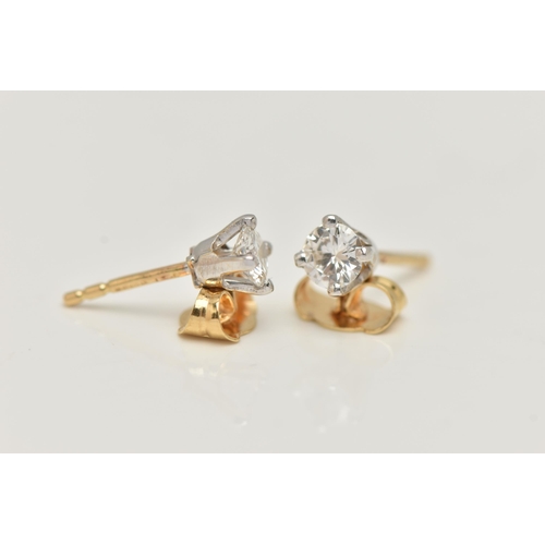 85 - A PAIR OF 18CT GOLD DIAMOND STUD EARRINGS, round brilliant cut diamonds, approximate total diamond w... 