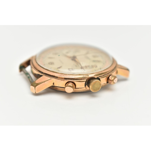 93 - A 'LIVANO' CHRONOGRAPH WATCH HEAD, hand wound movement, round dial signed 'Livano', Arabic numerals ... 