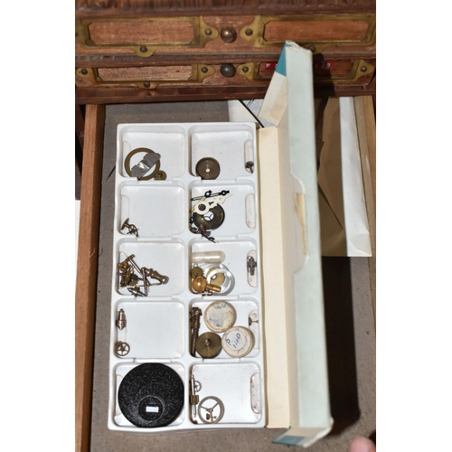 158 - A LARGE WOODEN MULTI STORAGE WATCH MAKERS SET OF DRAWS, measuring approximately height 45cm x width ... 