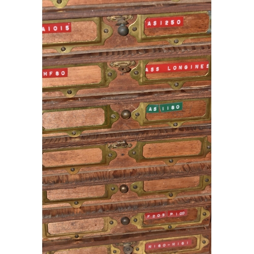 158 - A LARGE WOODEN MULTI STORAGE WATCH MAKERS SET OF DRAWS, measuring approximately height 45cm x width ... 