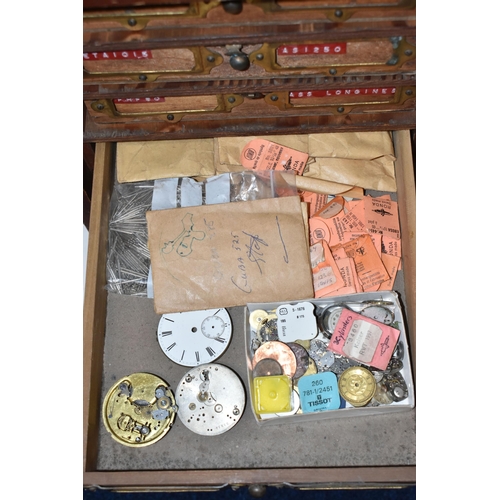 158 - A LARGE WOODEN MULTI STORAGE WATCH MAKERS SET OF DRAWS, measuring approximately height 45cm x width ... 