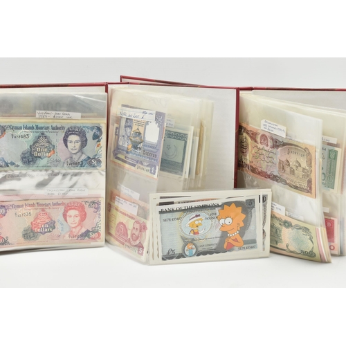 166 - A CARDBOARD BOX  CONTAINING BANKNOTES OF THE WORLD, to include three small albums of mainly late 20t... 