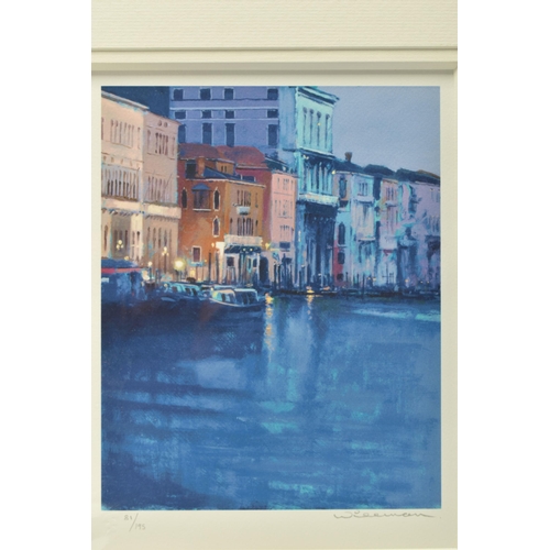 303 - PETE WILEMAN (BRITISH 1946) 'MOONLIGHT IN VENICE', a signed limited edition print, 81/195 with certi... 