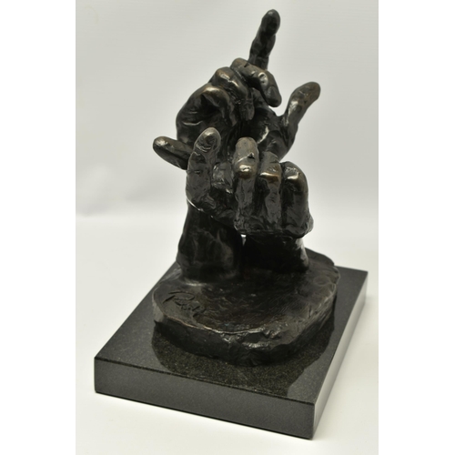 323 - ROLF HARRIS (AUSTRALIAN 1931-2023) 'INTUITION' a limited edition bronze sculpture of a pair of hands... 