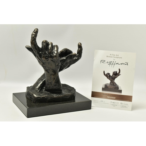 323 - ROLF HARRIS (AUSTRALIAN 1931-2023) 'INTUITION' a limited edition bronze sculpture of a pair of hands... 