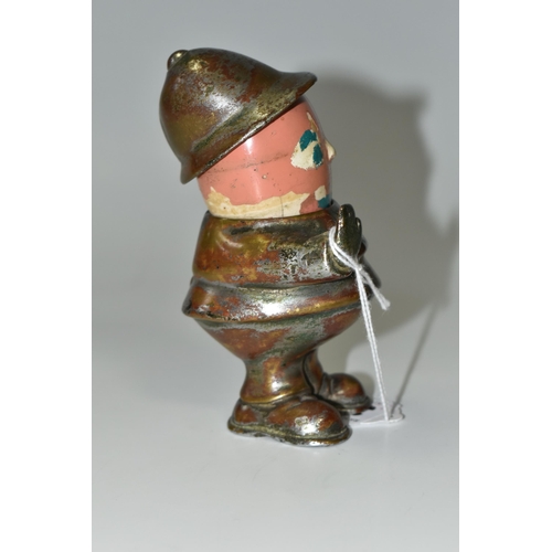 337 - AN EARLY TWENTIETH CENTURY HASSALL 'BOBBY' POLICEMAN CAR MASCOT, chrome plated with a ceramic head, ... 