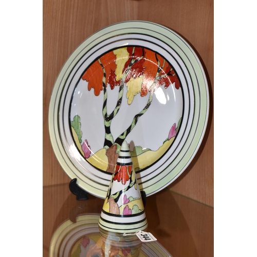 344 - A BIZARRE CRAFT 'HONOLULU' CHARGER AND SUGAR SIFTER BY RENE DALE, each painted with a stylised tree,... 