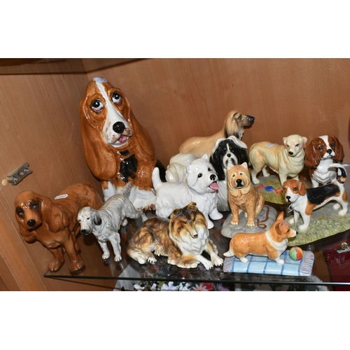 346 - A COLLECTION OF CERAMIC DOG FIGURES, twelve pieces to include a Royal Doulton English Setter RDA105,... 