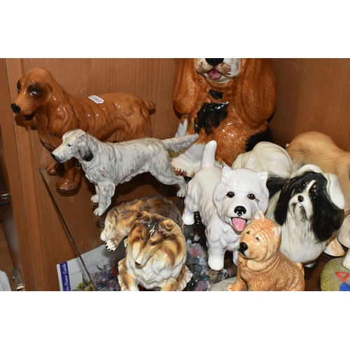 346 - A COLLECTION OF CERAMIC DOG FIGURES, twelve pieces to include a Royal Doulton English Setter RDA105,... 