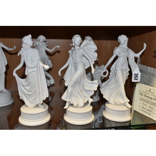 352 - A SET OF SIX WEDGWOOD LIMITED EDITION 'THE DANCING HOURS' COLLECTION FIGURES, comprising the first f... 