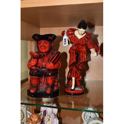 353 - A PEGGY DAVIES CERAMICS FIGURINE AND TOBY JUG,  comprising 'The Spanish Dancer' figurine by Andy Mos... 