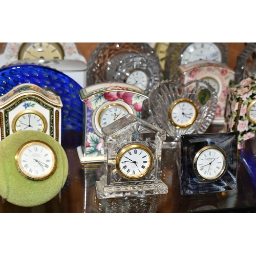 354 - TWENTY EIGHT ROYAL DOULTON, WATERFORD, CAITHNESS AND OTHER GIFTWARE QUARTZ CLOCKS, including Royal D... 