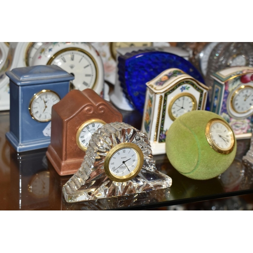 354 - TWENTY EIGHT ROYAL DOULTON, WATERFORD, CAITHNESS AND OTHER GIFTWARE QUARTZ CLOCKS, including Royal D... 