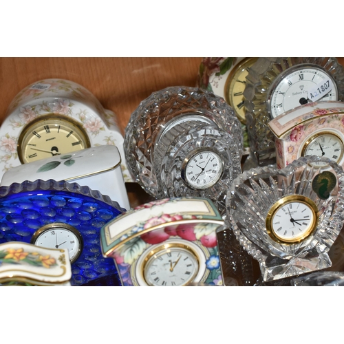 354 - TWENTY EIGHT ROYAL DOULTON, WATERFORD, CAITHNESS AND OTHER GIFTWARE QUARTZ CLOCKS, including Royal D... 