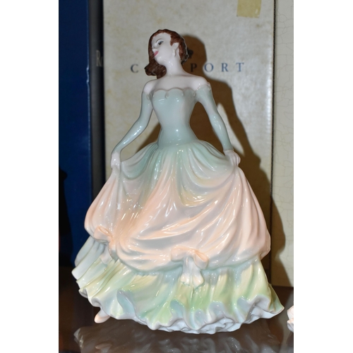 363 - FOUR BOXED COALPORT AND ROYAL DOULTON LADY FIGURES, the Coalport comprising 'Congratulations' modell... 