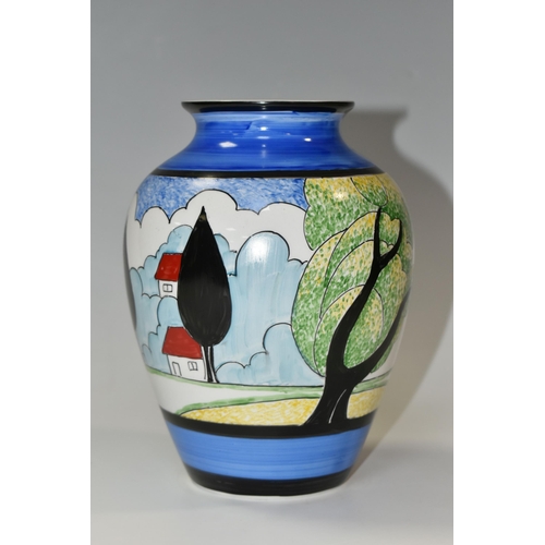 364 - A BIZARRE CRAFT RENE DALE BALUSTER VASE PAINTED IN THE MAY AVENUE PATTERN, dated 2002, painted marks... 