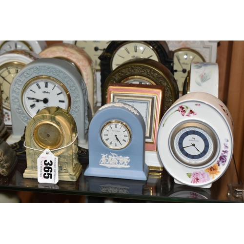 365 - TWENTY THREE WEDGWOOD, AYNSLEY AND OTHER GIFTWARE BONE CHINA AND RESIN QUARTZ CLOCKS, including Wedg... 