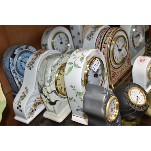 365 - TWENTY THREE WEDGWOOD, AYNSLEY AND OTHER GIFTWARE BONE CHINA AND RESIN QUARTZ CLOCKS, including Wedg... 