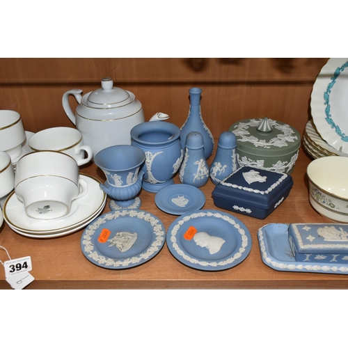 394 - A COLLECTION OF WEDGWOOD AND MINTON TEA AND GIFT WARES, comprising twelve pieces of Wedgwood Jasperw... 