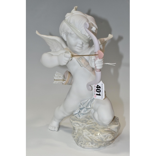 401 - A BOXED LLADRO 'STRAIGHT TO THE HEART' FIGURINE, a matte white porcelain with soft colours, model 92... 