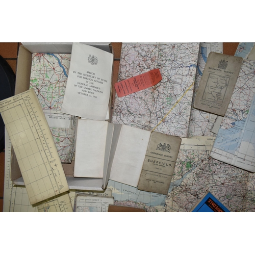 516 - TWENTY-TWO VINTAGE MAPS, some cloth-backed, to include Ordnance Survey, Bartholomew's, R.A.F and Duc... 