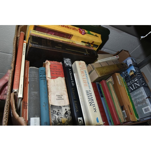 522 - THREE BOXES AND LOOSE BOOKS AND SUITCASES, to include approximately seventy books, titles to include... 