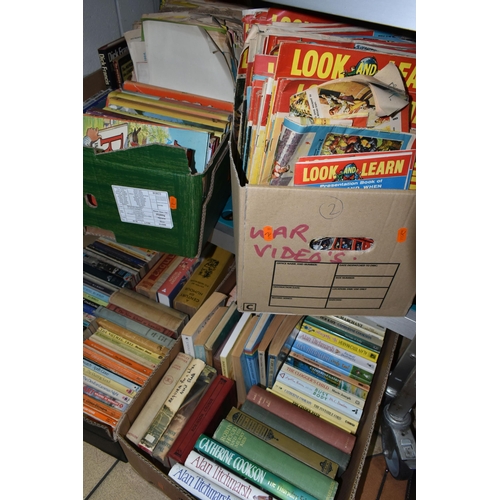 524 - FOUR BOXES OF BOOKS AND EPHEMERA, to include approximately one hundred and twenty books in hardback ... 