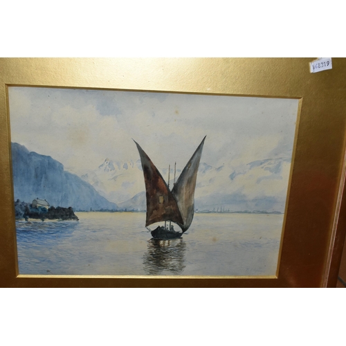 528 - A SMALL SELECTION OF PAINTINGS AND PRINTS ETC, comprising a late 20th century coastal watercolour si... 