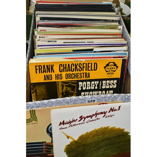 529 - A BOX OF RECORDS, approximately eighty mainly classical LPs, composers to include Mozart, Schubert, ... 