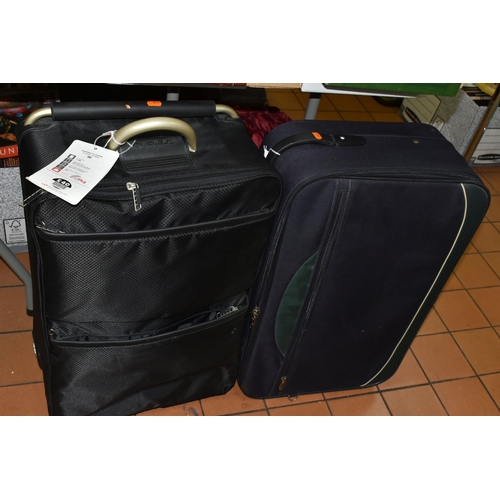 534 - FOUR SUITCASES AND A LEATHER BAG, ETC, modern wheeled suitcases including Wenger, Skyroad, Landor & ... 