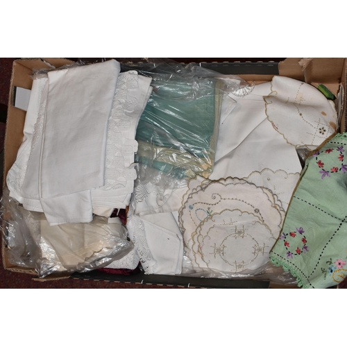 539 - TWO BOXES AND LOOSE LADIES VINTAGE CLOTHING, to include a brown shearling evening cape and an ankle ... 