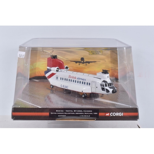 103 - FOUR DIE-CAST CORGI AVIATION MODEL AIRCRAFTS, to include three 1:72 scale Corgi Aviation archive mod... 