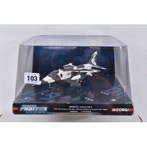 103 - FOUR DIE-CAST CORGI AVIATION MODEL AIRCRAFTS, to include three 1:72 scale Corgi Aviation archive mod... 