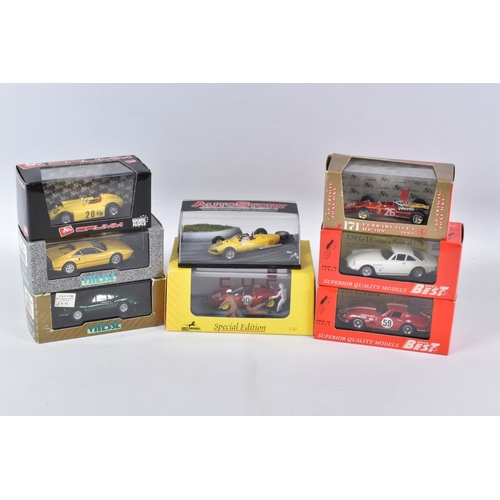 109 - EIGHT BOXED MODEL VEHICLES, the first 1:43 scale Art Model Ferrari Dino numbered R 206/S Florio 1966... 