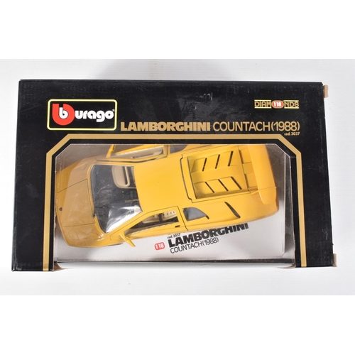 119 - FIVE BOXED AND TWO LOOSE DIECAST MODEL VEHICLES, to include a Bburago Lamborghini Countach 1988 numb... 