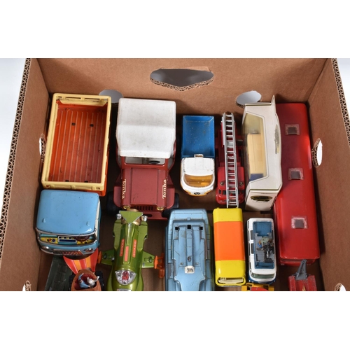 123 - A QUANTITY OF UNBOXED AND ASSORTED PLAYWORN DIECAST VEHICLES, to include Corgi Toys Chitty Chitty Ba... 