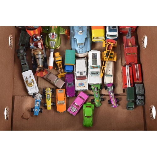 123 - A QUANTITY OF UNBOXED AND ASSORTED PLAYWORN DIECAST VEHICLES, to include Corgi Toys Chitty Chitty Ba... 