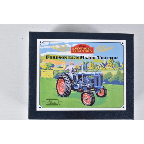 126 - THREE BOXED MODEL AGRICULTURAL VEHICLES, to include two Britains 1945 Fordson E27N Major Tractors wi... 