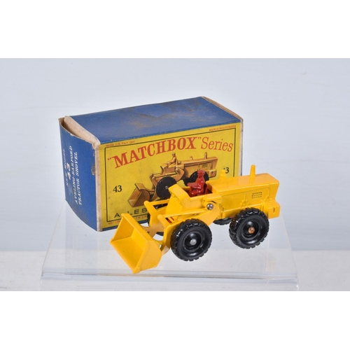 134 - FOUR BOXED MATCHBOX SERIES DIECAST CONSTRUCTION VEHICLES, Caterpillar Bulldozer, No.18, green tracks... 