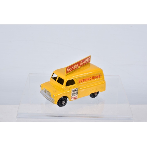 135 - BOXED MATCHBOX SERIES DIECAST BEDFORD CA 'EVENING NEWS' VAN, No.42, rarer version with black plastic... 