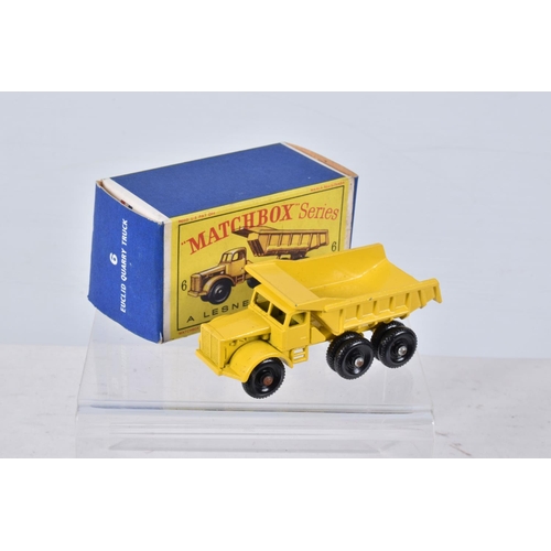 137 - FOUR BOXED MATCHBOX SERIES DIECAST CONSTRUCTION RELATED LORRY/TRUCK MODELS, Euclid Quarry Dump Truck... 